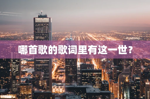 哪首歌的歌词里有这一世？