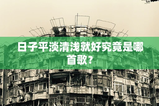 日子平淡清浅就好究竟是哪首歌？