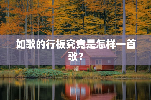 如歌的行板究竟是怎样一首歌？